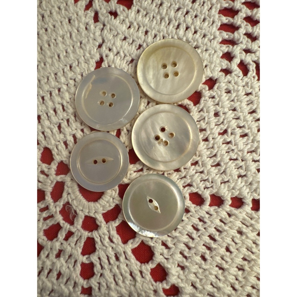 Large Vintage Mother of Pearl Buttons‎ Large Holes 5 Count